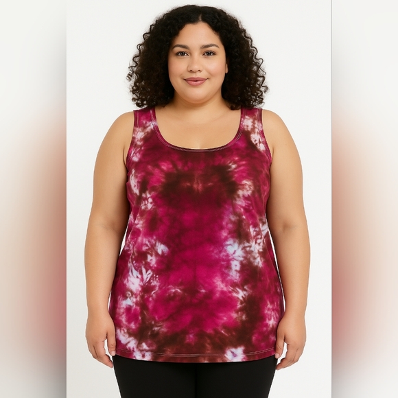 Hand Crafted Tops - 1X Tie Dye Tank Top Scrunch Designs
